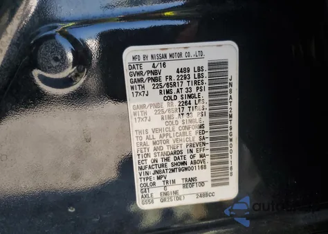 2016 Nissan Rogue S from USA, damaged, VIN JN8AT2MT9GW001168